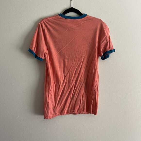 Guess Los Angeles Men SZ S Orange w/Teal Trim Short Sleeve Graphic T-Shirt - Picture 7 of 7